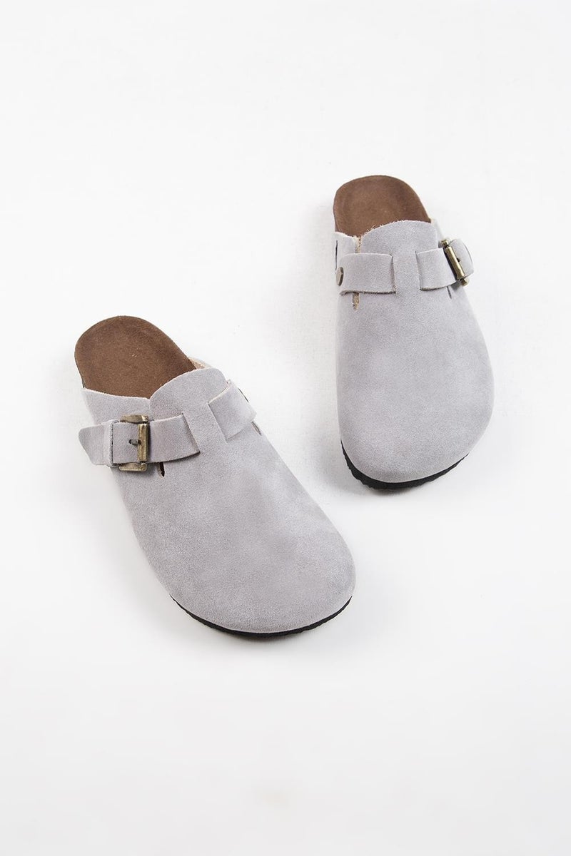 Krahe Sergio Men's Genuine Leather Clogs Grey Slippers - Image 4