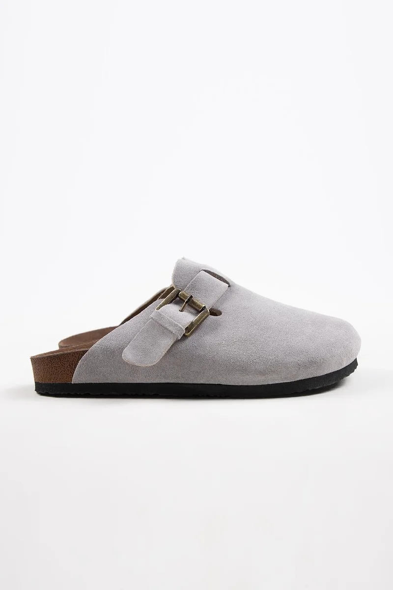 Krahe Krahe Sergio Men's Genuine Leather Clogs Grey Slippers