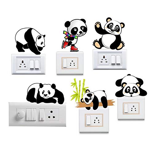 Sticker Yard StickersYard Cute Panda Switch Board Sticker, Switch Stickers, Wall Stickers, Light Switch Sticker Set of 6 - Image 1