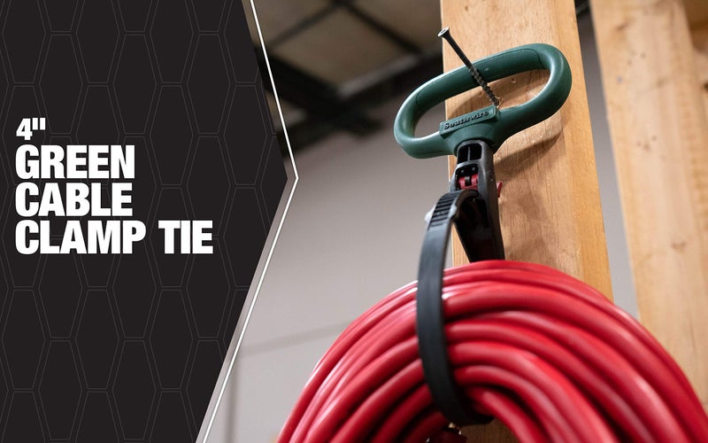 ساوث واير Southwire - 58973440 Clpt04Gr ربطة عنق بمشبك شديد التحمل قابلة للتعديل مقاس 10.16 سم مع مقبض دوار؛ كابل بسحاب قابل لإعادة الاستخدام؛ أخضر - Image 3