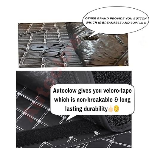 AutoClow Premium 7D Car Mat for MG Windsor EV (Model:2024-2026) || Luxury Leather Dual-Stitch Full Set 7D Car Floor Mat || 100% Waterproof || Colour : Silver-Black (Design-1) - Image 5