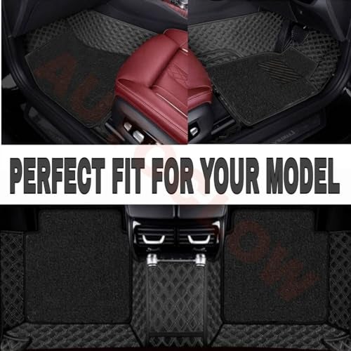 AutoClow Premium 7D Car Mat for MG Windsor EV (Model:2024-2026) || Luxury Leather Dual-Stitch Full Set 7D Car Floor Mat || 100% Waterproof || Colour : Silver-Black (Design-1) - Image 3