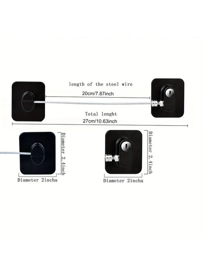 Black Keyed Security Lock ABS Resin Cabinet Window Refrigerator Protection - Image 3