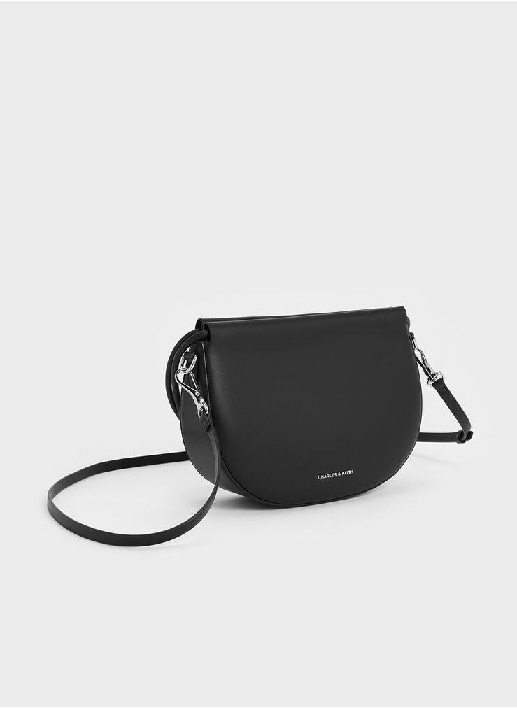 Charles & Keith - Elora Curved Top Handle Bag & Shoulder Bag & Crossbody Bag - Black - Image 1