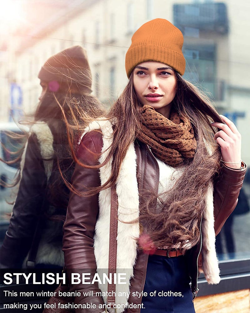 NORTHWIND Ribbed Winter Cap for Men and Women, Beanie Woolen Cap for Women, Winter Wear, Beanie Cap for Men, Woolen Cap for Man (Orange) - Image 5