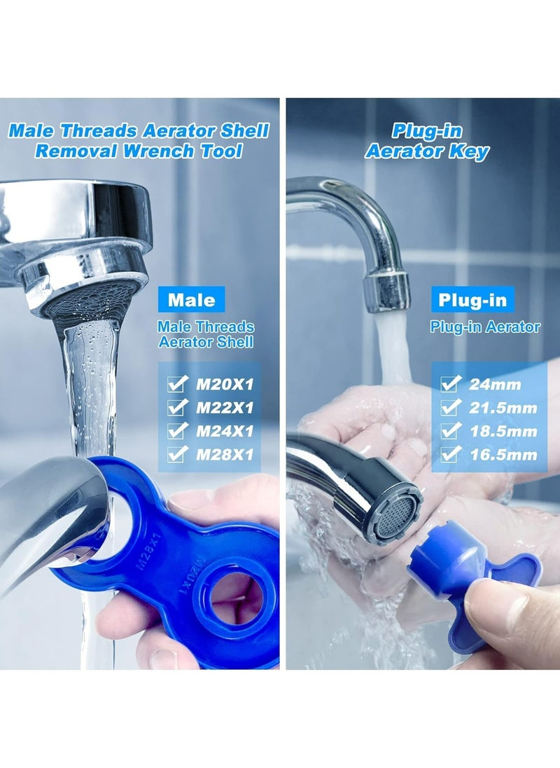 Oasisgalore - Faucet Aerator Removal Tool - Adjustable Aerator Key for 16.5 to 24 mm Tap Sizes (Blue) - Image 1