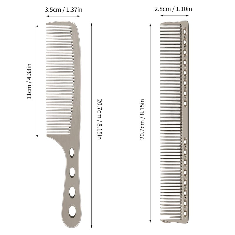 ZIBARBER Hair Styling Comb,2PCS Metal Combs For Hair Women,Space Aluminum Stainless Steel Anti-static Sparse Haircut Comb Beauty Tool (Silvery) - Image 3