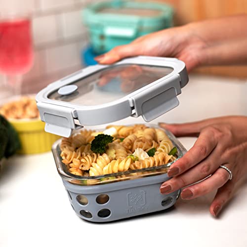TintBox Premium 500 ml Glass Lunch Box with Glass lid & Protective Silicone Sleeve | Tiffin Box | Borosilicate Lunch Box for Office Men & Women | GlassUp | Marine Grey - Image 3