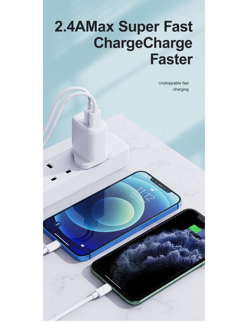 سيلي Dual Port USB-A Charger, Super Compact Wall Charger, Turbo Charge 2.4A Output UK & US PIN for iPhone 14/13 Ipad Ipod Samsung Oneplus Xiaomi Huawei and More - Image 4