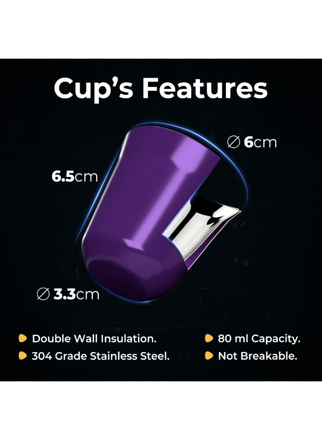 KRYMSO 80ml Espresso Cups, Double Wall Vacuum Insulted Stainless Steel Coffee Cup Set for Espresso, Turkish Coffee, Arabian Coffee and Tea, 2 Pack - Image 3