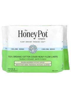 the Honey Pot company The Honey Pot Company, 100% Organic Cotton Cover Heavy Flow Liners, 20 Count  - Image 1