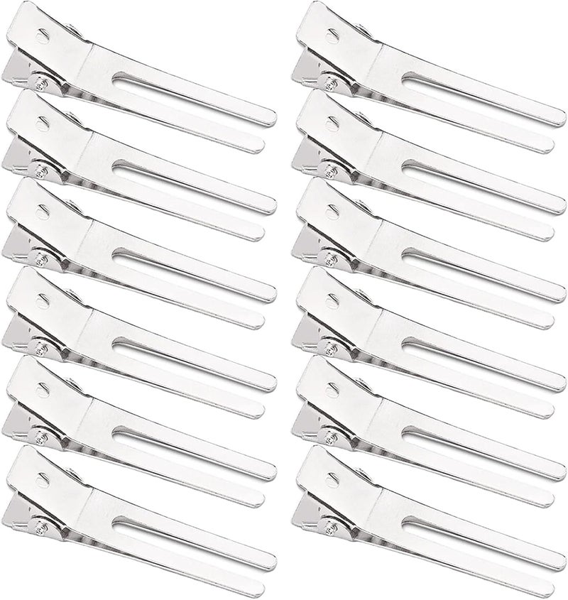 Wendergo 50 Pieces Double Prong Pin Curl Clips 1.8 Inches Setting Section Hair Clips Metal Silver Hairpins Styling Clips for Salon Hair Extensions, DIY Making Hair Accessories - Image 1
