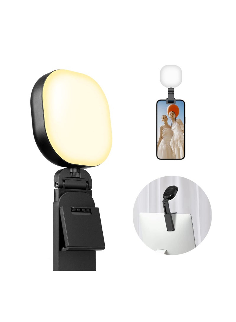 SYOSI LED Selfie Light, Long Time Rechargeable Clip Video Light, 60 LED Video Conference Lighting, Adjusted 3 Light Modes, Clip-on Fill Light Compatible with Cell Phone, iPad, Laptop, TikTok, Video Vlog - Image 1