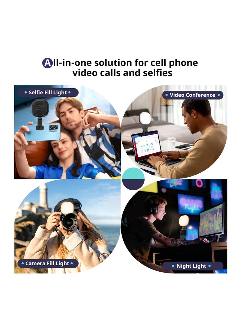 SYOSI LED Selfie Light, Long Time Rechargeable Clip Video Light, 60 LED Video Conference Lighting, Adjusted 3 Light Modes, Clip-on Fill Light Compatible with Cell Phone, iPad, Laptop, TikTok, Video Vlog - Image 2