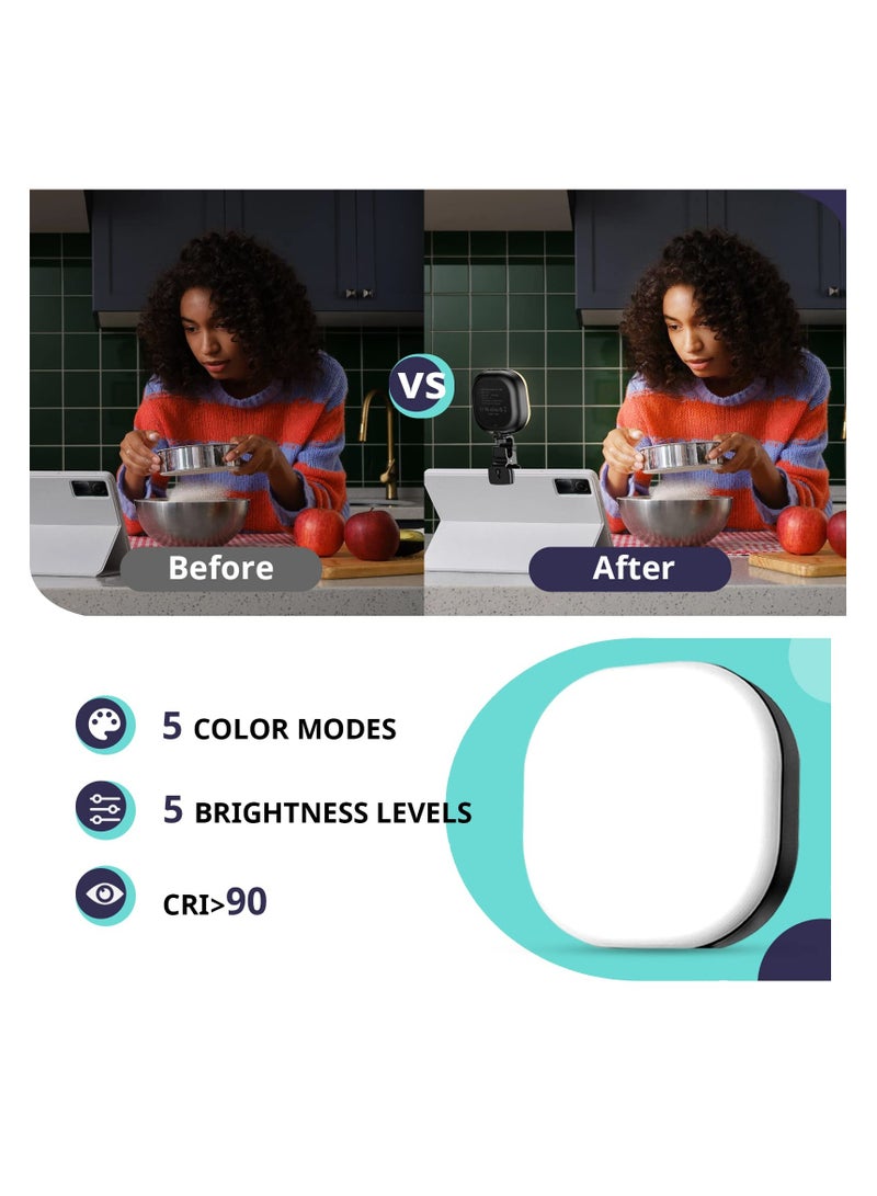 SYOSI LED Selfie Light, Long Time Rechargeable Clip Video Light, 60 LED Video Conference Lighting, Adjusted 3 Light Modes, Clip-on Fill Light Compatible with Cell Phone, iPad, Laptop, TikTok, Video Vlog - Image 4