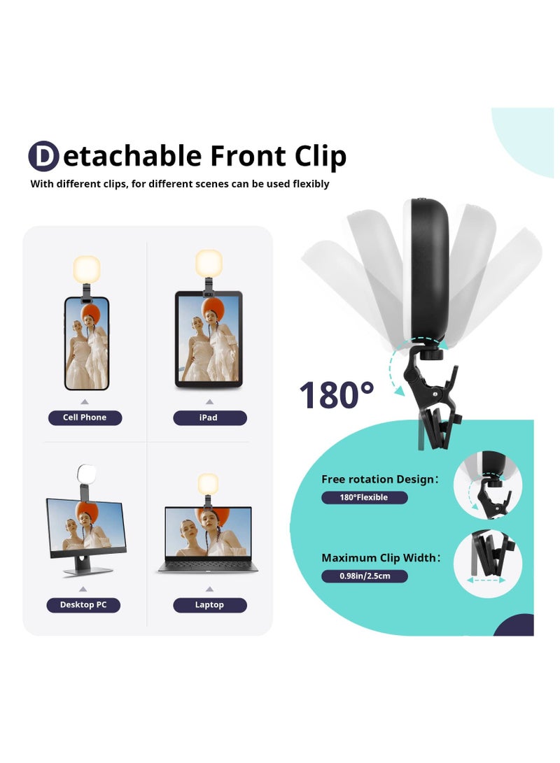 SYOSI LED Selfie Light, Long Time Rechargeable Clip Video Light, 60 LED Video Conference Lighting, Adjusted 3 Light Modes, Clip-on Fill Light Compatible with Cell Phone, iPad, Laptop, TikTok, Video Vlog - Image 3