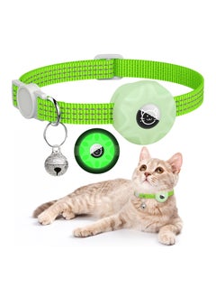 Y&D AirTag Cat Collar, Reflective Kitten Collar Breakaway Air Tag with Holder and Bell, Lightweight Collars for Girl Boy Cats Kittens Puppies (Luminous Green)  - Image 1