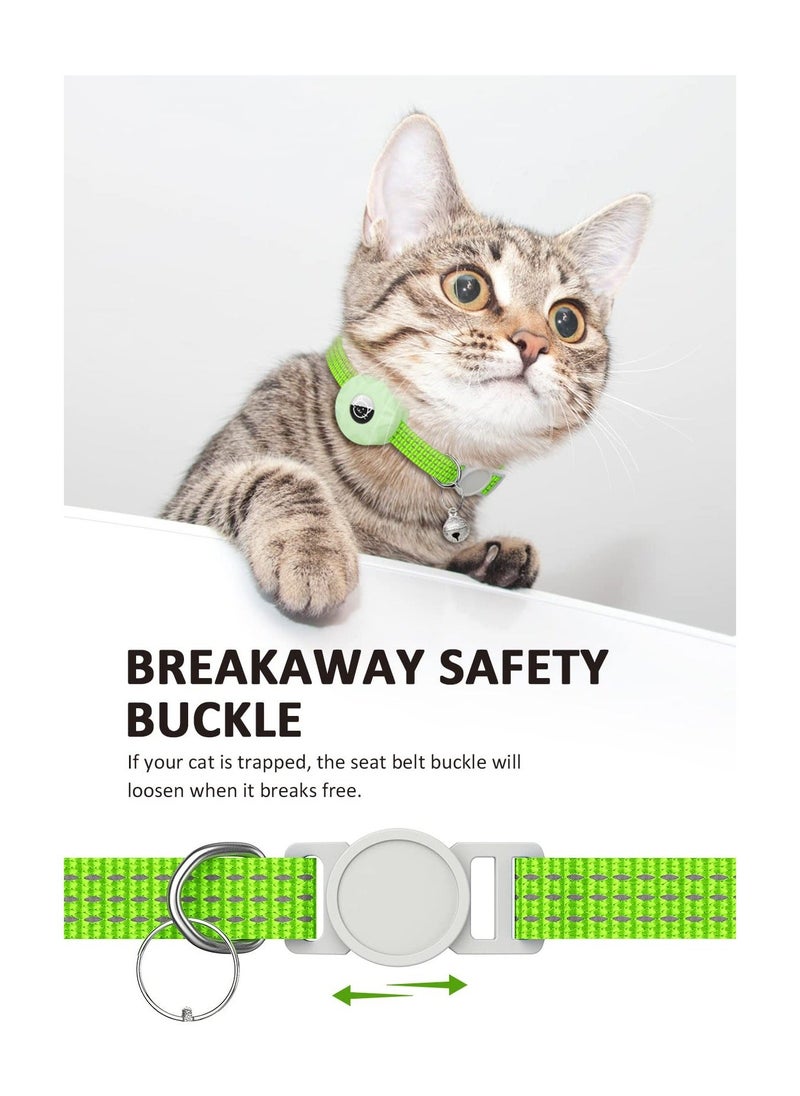 Y&D AirTag Cat Collar, Reflective Kitten Collar Breakaway Air Tag with Holder and Bell, Lightweight Collars for Girl Boy Cats Kittens Puppies (Luminous Green)  - Image 3