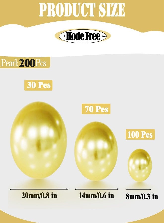 UDU 200 Pcs Floating Pearls for Vase Filler Beads No Hole Mixed Sizes Floating Pearls for Centerpieces Vases for Home Party Wedding Decor, 8/14/20 mm (Gold) - Image 3