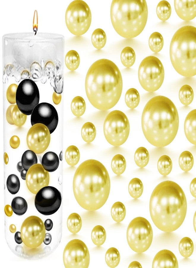 UDU 200 Pcs Floating Pearls for Vase Filler Beads No Hole Mixed Sizes Floating Pearls for Centerpieces Vases for Home Party Wedding Decor, 8/14/20 mm (Gold) - Image 1