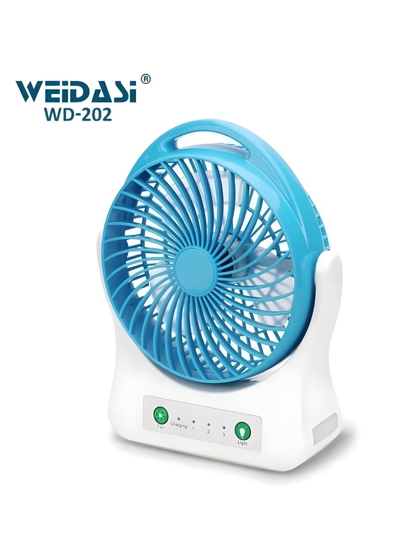 WEIDASI Rechargeable Fan with LED Light – Power Bank Feature for Mobile Charging  - Image 1