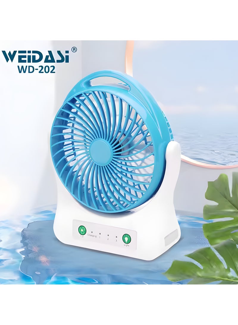 WEIDASI Rechargeable Fan with LED Light – Power Bank Feature for Mobile Charging  - Image 2