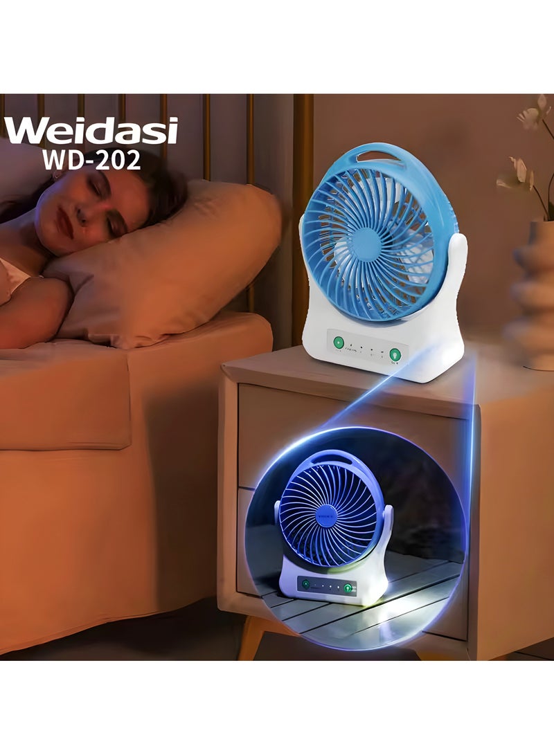 WEIDASI Rechargeable Fan with LED Light – Power Bank Feature for Mobile Charging  - Image 3