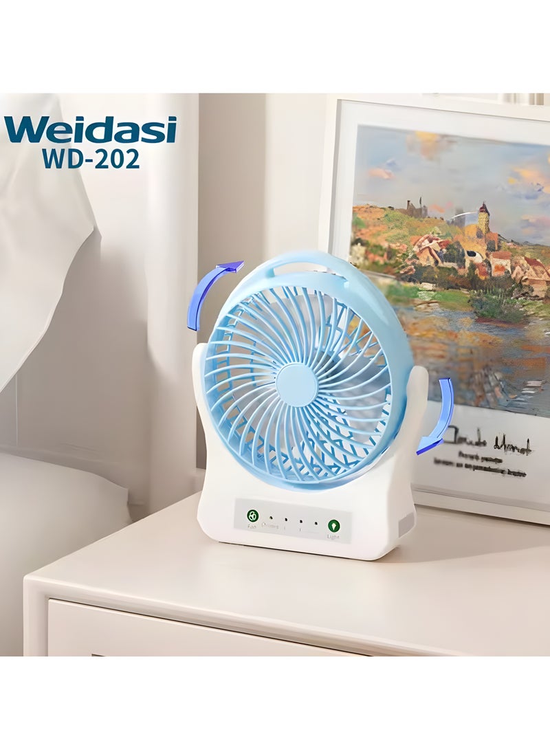 WEIDASI Rechargeable Fan with LED Light – Power Bank Feature for Mobile Charging  - Image 4