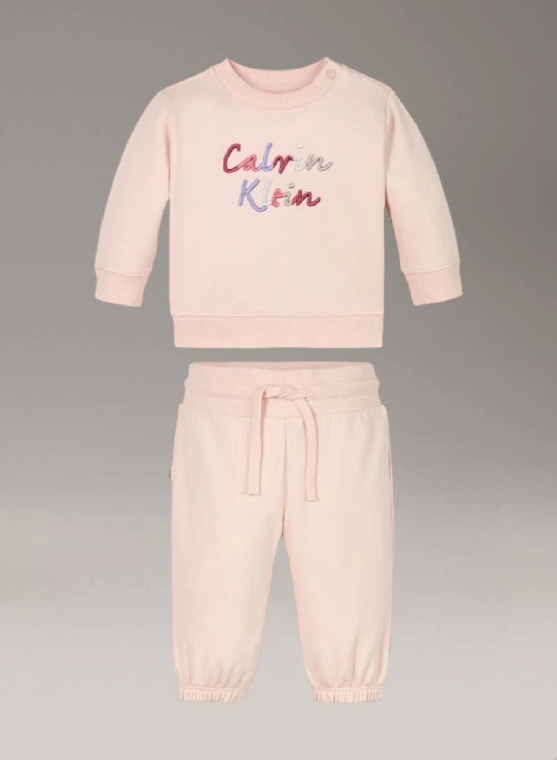 كالفن كلاين جينز بدلة من قطن التيري بشعار لحديثي الولادة - Image 1