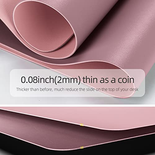 YSAGi Desk Mat, 35.4" x 17" Waterproof Laptop Leather Pad Protector, Large Blotter for Keyboard and Mouse, Writing Pad for Office and Home (Dark Pink+Pink) - Image 5
