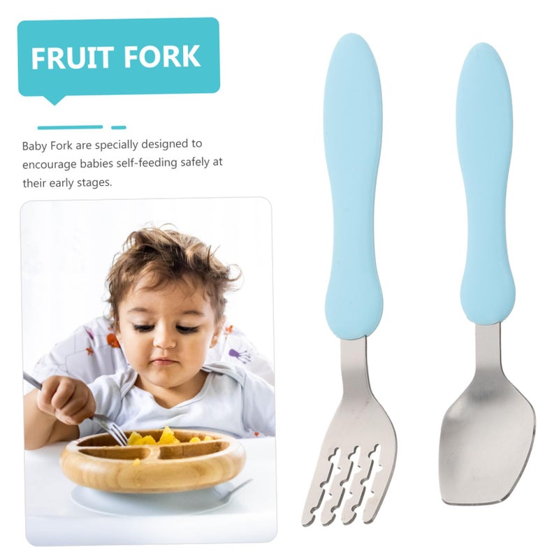 Self Feeding Utensil Set Training Fork Spoon with Storage Box for Kids Toddlers - Image 5