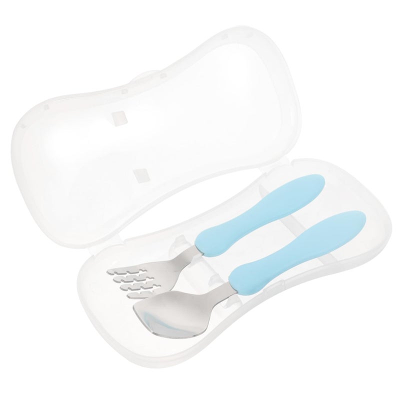 Self Feeding Utensil Set Training Fork Spoon with Storage Box for Kids Toddlers - Image 2