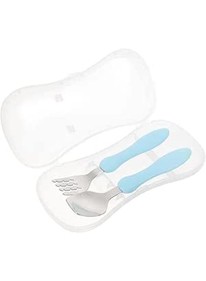 Self Feeding Utensil Set Training Fork Spoon with Storage Box for Kids Toddlers - Image 1