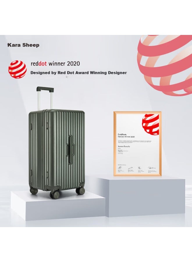 Kala Yang Large Capacity Pleated Cube Suitcase, 28-inch Trolley Case, Travel Luggage For Men And Women, 8118 Oatmeal Gray
