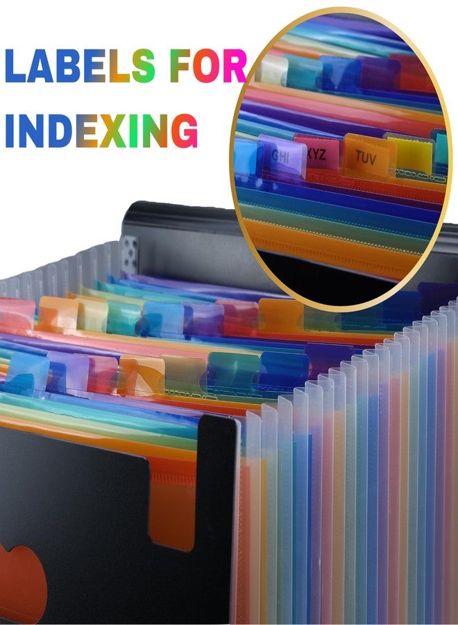 اس بي اس حافظة ملفات قابلة للتوسيع من SPS بحجم A4 - 24 جيبًا | أسود | سعة كبيرة | إغلاق مطاطي آمن | متينة ومقاومة للماء | تناسب مقاس A4 و Letter | منظم مستندات أكورديون - Image 3