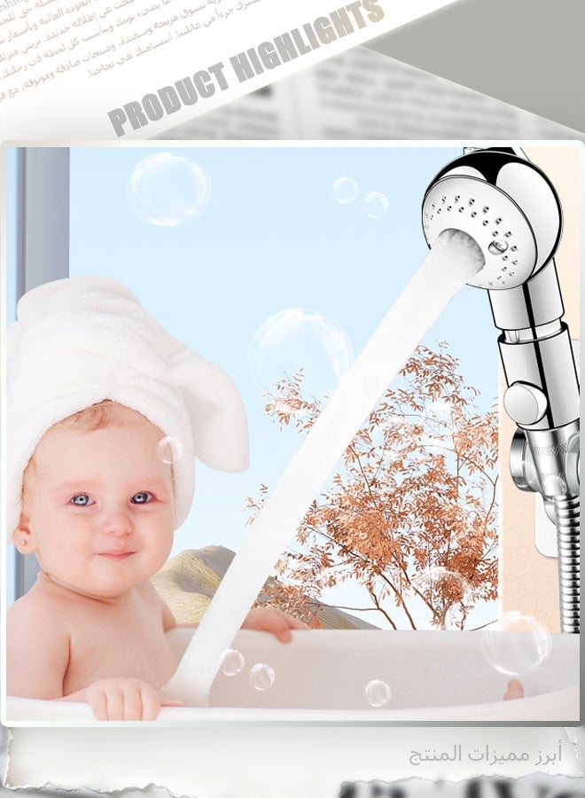 Baby Shower Head for Sensitive Skin, 2 Modes Gentle Stream Handheld Showerhead with One-Touch Pause, Polished Chrome - Image 4