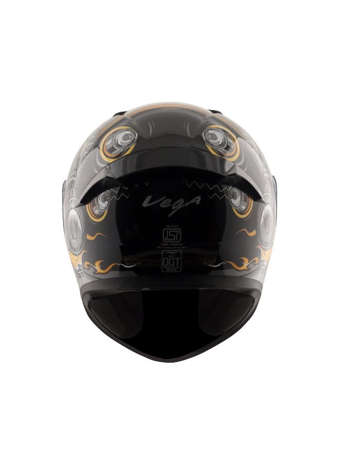 Vega Bolt Superhero ISI DOT Certified Full Face Gloss Finish Helmet for Men and Women with Clear Visor Black Grey  Size M - Image 1