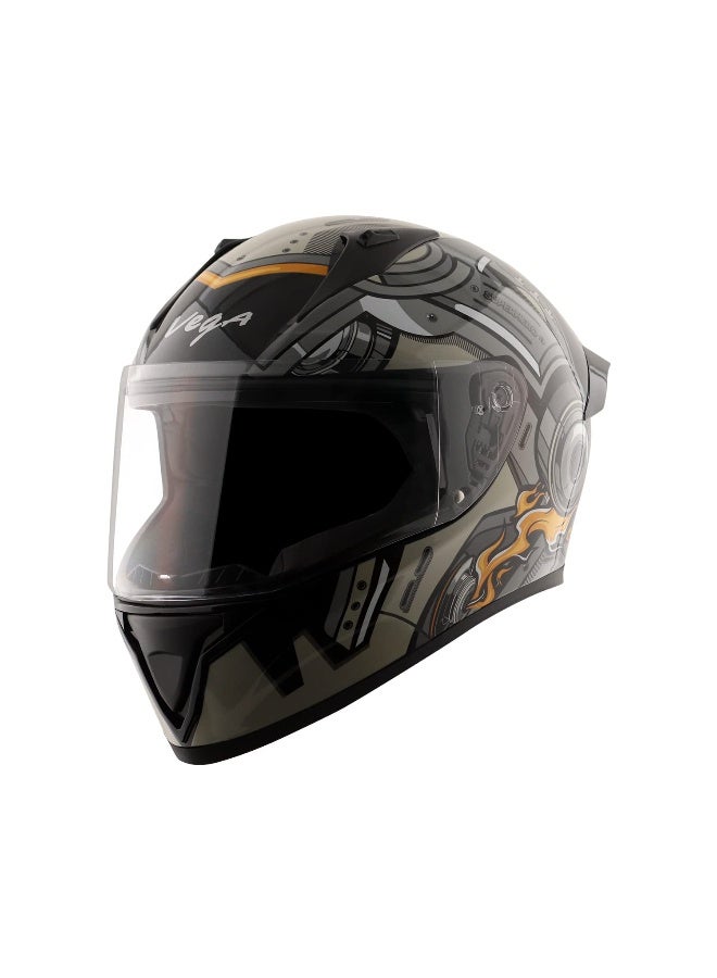 Vega Bolt Superhero ISI DOT Certified Full Face Gloss Finish Helmet for Men and Women with Clear Visor Black Grey  Size M - Image 4