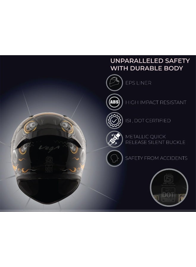 Vega Bolt Superhero ISI DOT Certified Full Face Gloss Finish Helmet for Men and Women with Clear Visor Black Grey  Size M - Image 5