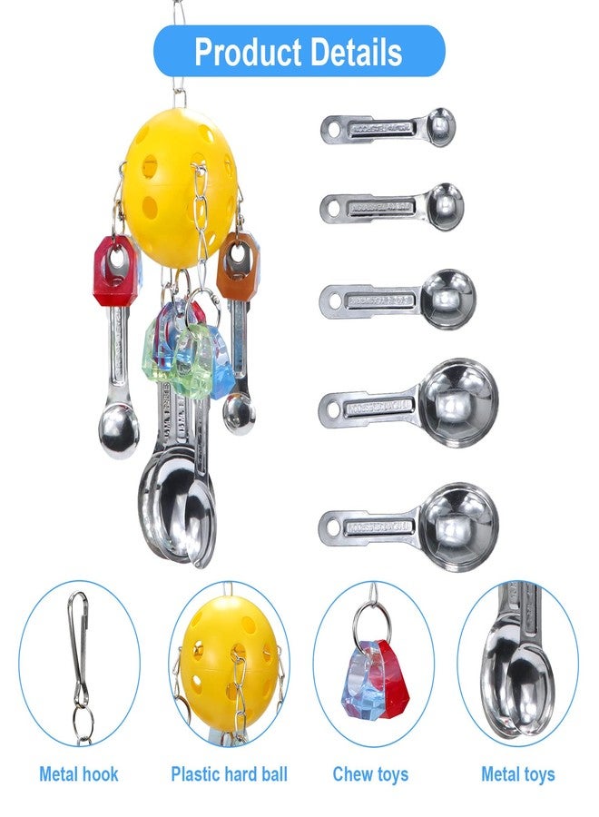 Litewoo Bird Chew Toy with Metal Spoons Ball Chewing Toy Hanging Swing for Parrot Macaw Cage Accessory - Image 3