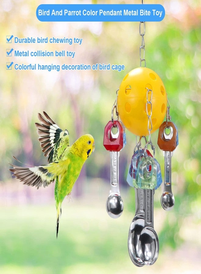 Litewoo Bird Chew Toy with Metal Spoons Ball Chewing Toy Hanging Swing for Parrot Macaw Cage Accessory - Image 4