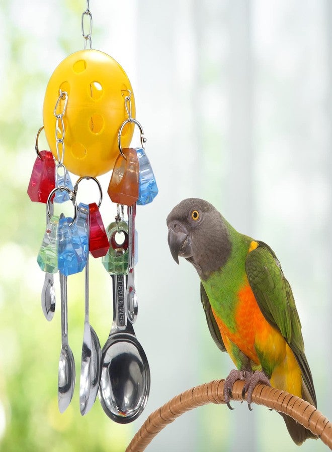 Litewoo Bird Chew Toy with Metal Spoons Ball Chewing Toy Hanging Swing for Parrot Macaw Cage Accessory - Image 5