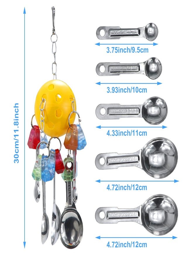 Litewoo Bird Chew Toy with Metal Spoons Ball Chewing Toy Hanging Swing for Parrot Macaw Cage Accessory - Image 2