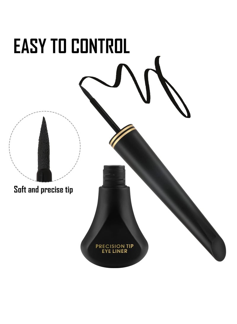 Captaintech 2 PCS Liquid Eyeliner, Highly mented and Waterproof Eyeliner, For Intense Eye Definition, Smear-proof Eyeliner Liquid, Includes Easy Grip Wand and Felt Tip Eyeliner Applicator(Black)  - Image 2