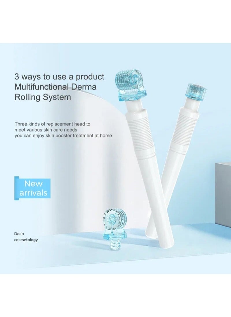 UHOOMA - 3 in 1 Derma Roller Mesotherapy 49 Needles, 64 Needles, 112 Head Microneedles for Skin Treatment, Collagen Stimulation, Anti-motor Acne and Shrinkage Face Lift - 0.25mm - Image 1