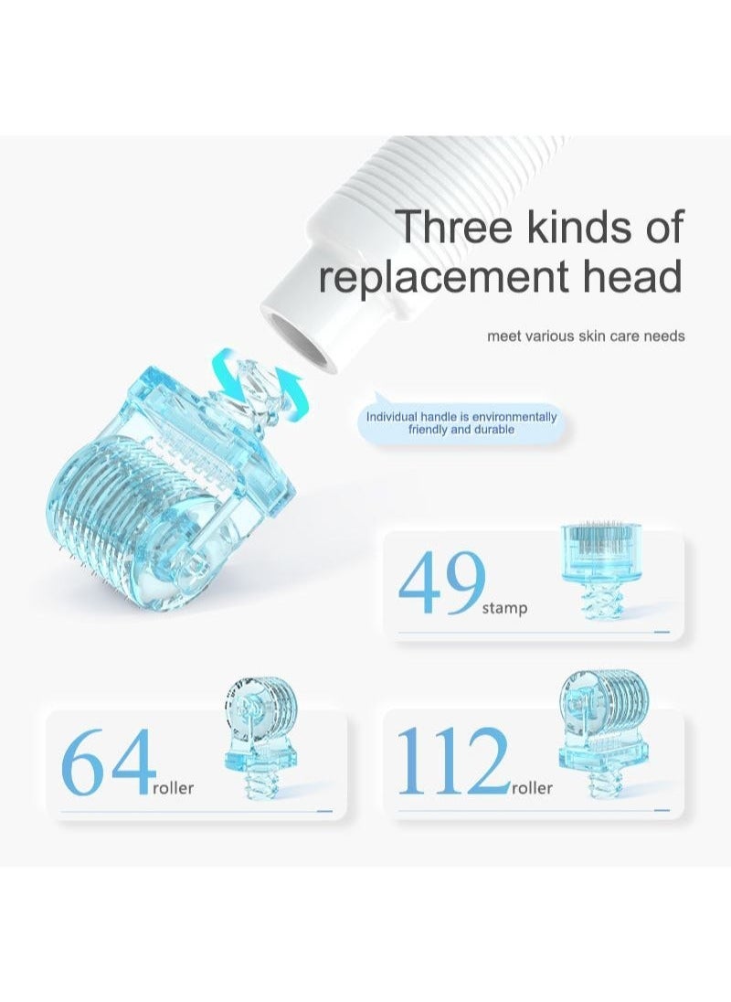 UHOOMA - 3 in 1 Derma Roller Mesotherapy 49 Needles, 64 Needles, 112 Head Microneedles for Skin Treatment, Collagen Stimulation, Anti-motor Acne and Shrinkage Face Lift - 0.25mm - Image 1