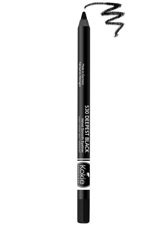 Kokie Kokie Cosmetics Waterproof Velvet Smooth Eyeliner Pencil, Deepest Black, 0.042 Ounce 