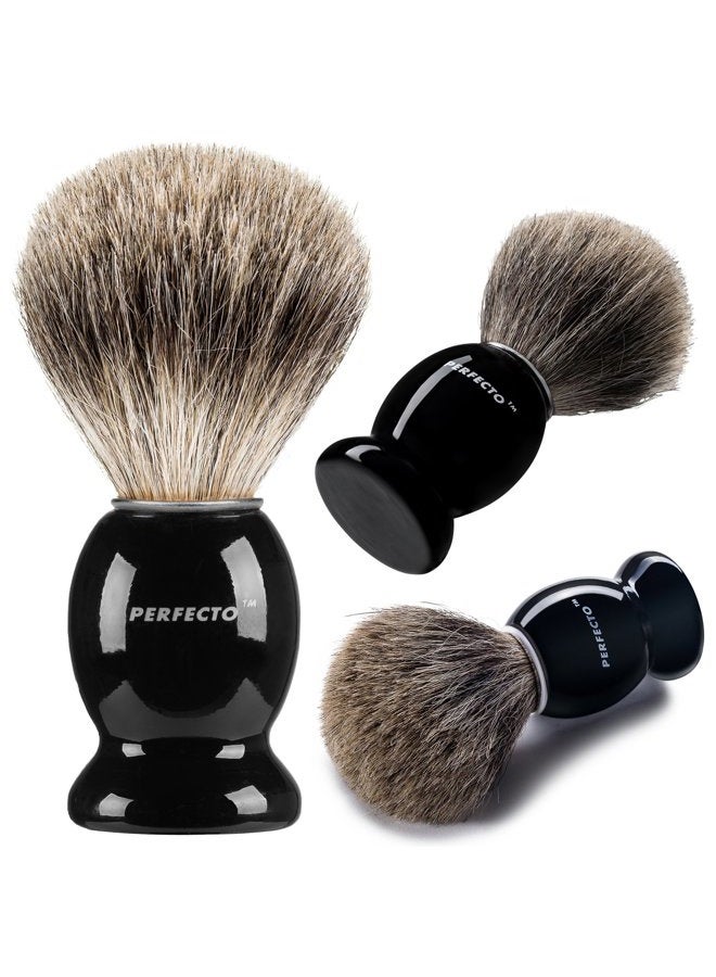Perfecto 100% Pure Badger Shaving Brush-Black Handle- Engineered for The Best Shave of Your Life. for, Safety Razor, Double Edge Razor, Straight Razor or Shaving Razor, Its The Best Badger Brush. - Image 1