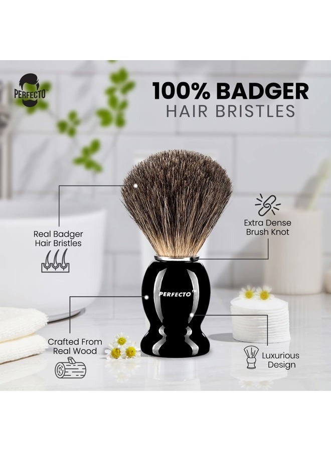 Perfecto 100% Pure Badger Shaving Brush-Black Handle- Engineered for The Best Shave of Your Life. for, Safety Razor, Double Edge Razor, Straight Razor or Shaving Razor, Its The Best Badger Brush. - Image 3