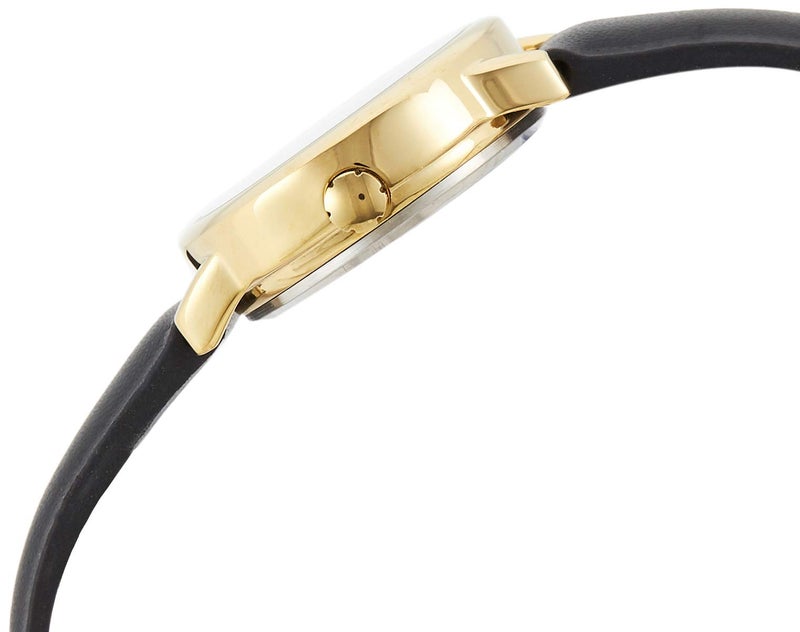 TIMEX ساعة تيمكس النسائية سهلة القراءة 25 مم - علبة بلون الذهب مع قرص أبيض وحزام جلد أسود - Image 3